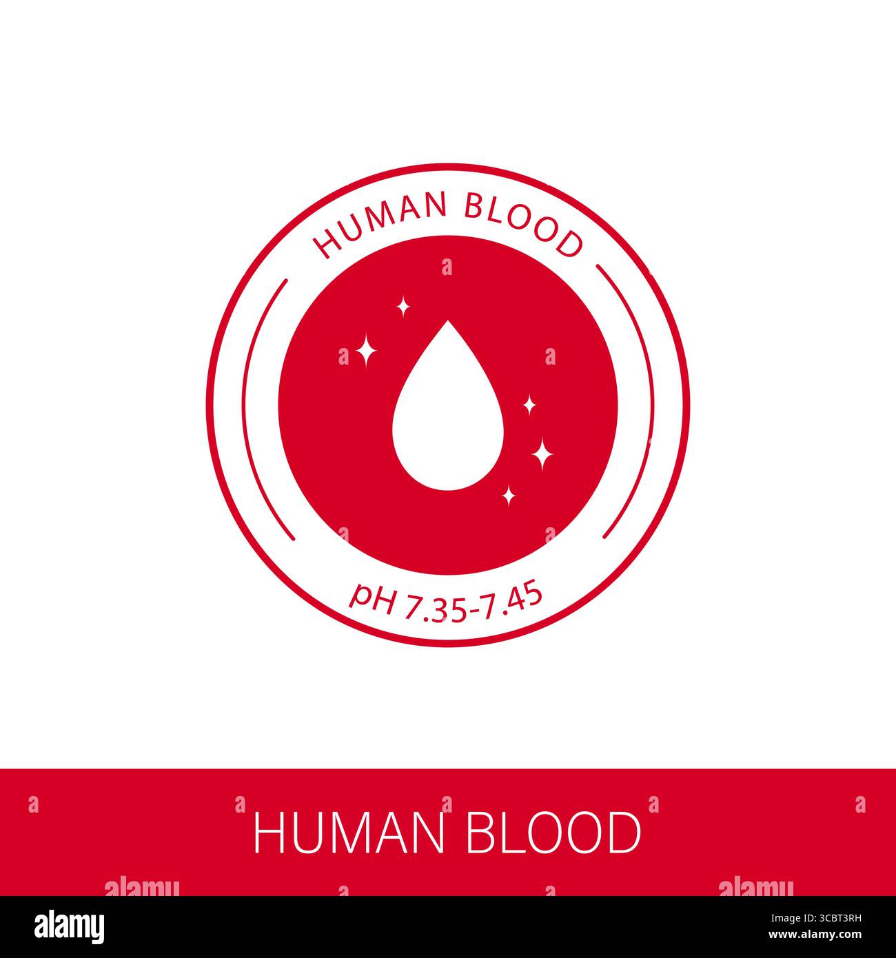 Ph blood icon. Normal range of ph level in human blood. Simple drop ...