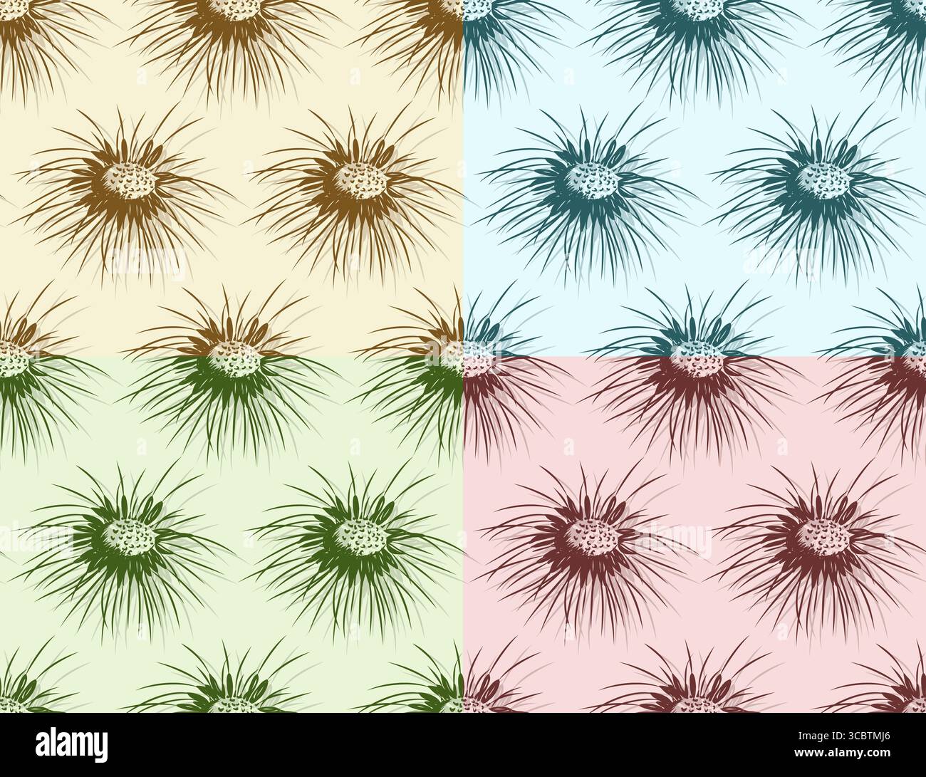 Seamless color backgrounds with field dandelion. Stock Vector