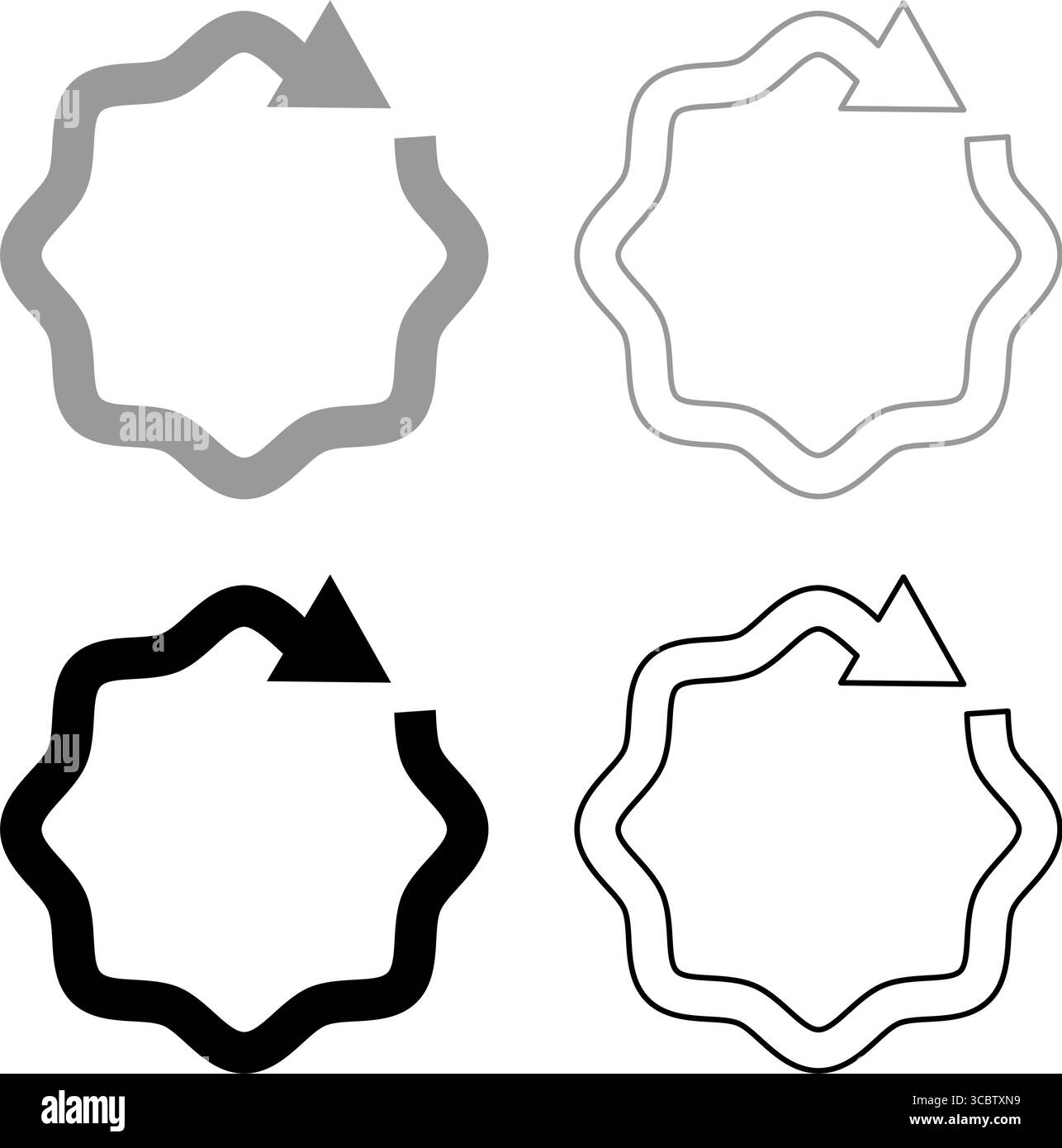 Wavy arrow on circle set icon grey black color vector illustration ...