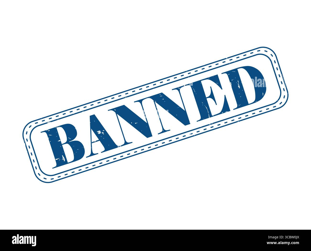 A Banned Blue Rubber Stamp Seal with an Outline Stock Vector