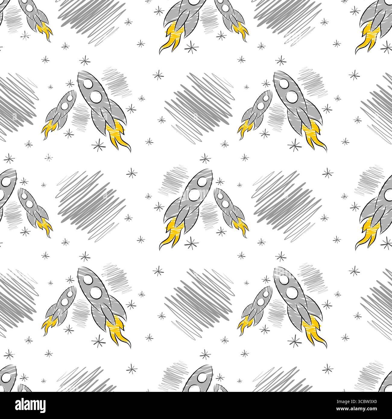 The seamless gray background with rockets in space Stock Vector Image ...