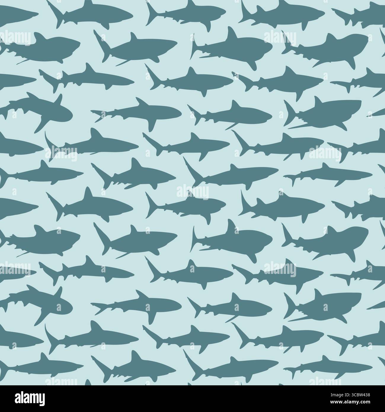 The seamless blue background with sharks. Stock Vector