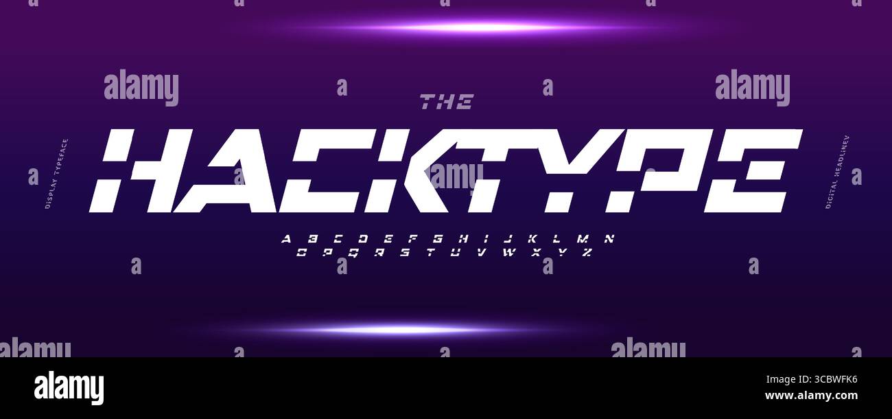 Modern Tech Typeface Geometric cutout font logo bold cut alphabet, futuristic tech typeface ...
