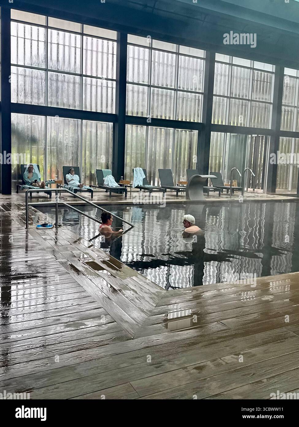 Thermal indoor pool at Octant Furnas Hotel in the Azores, Portugal. - Smartphone Captured Stock Image