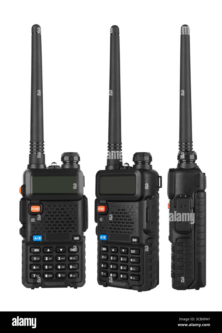 Portable radio transceiver sets isolated on white background Stock ...