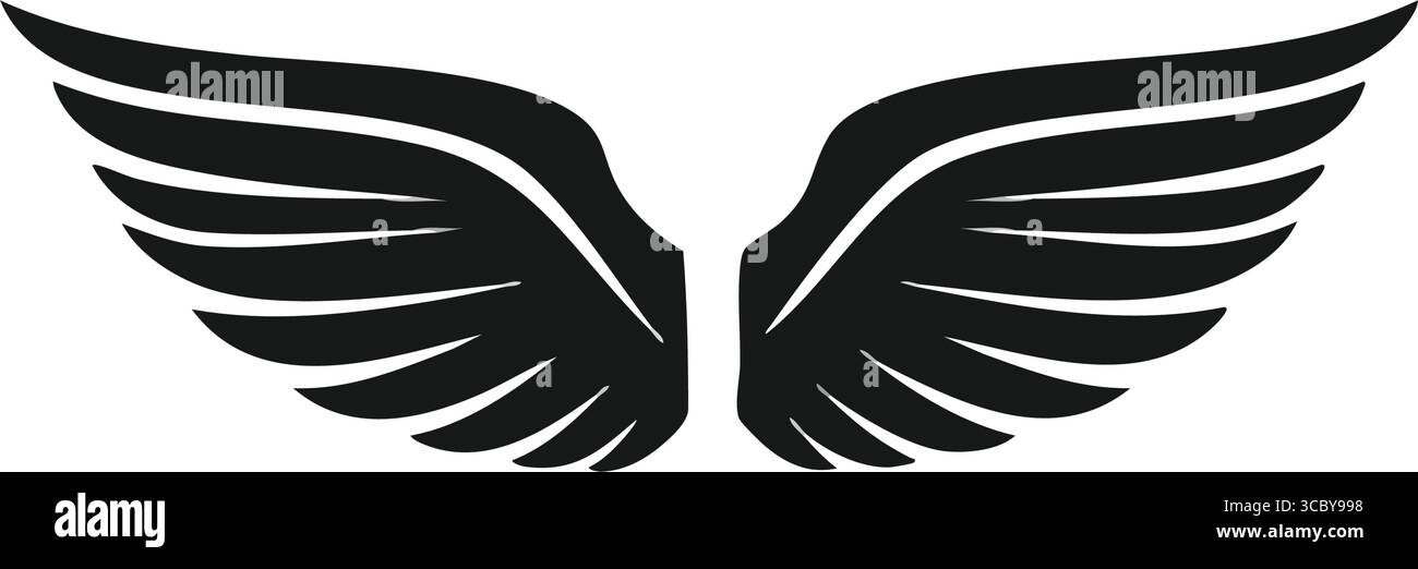 Elegant Black Wings Symbol. A subtle illustration featuring graceful ...