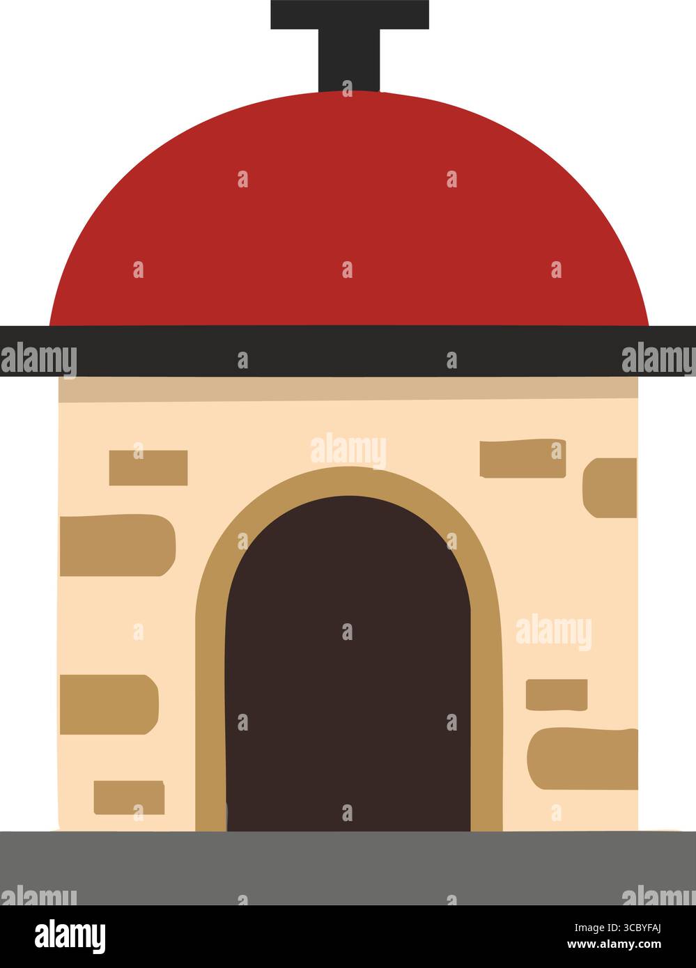 Rustic Arched Building Illustration. Stylized facade featuring an ...