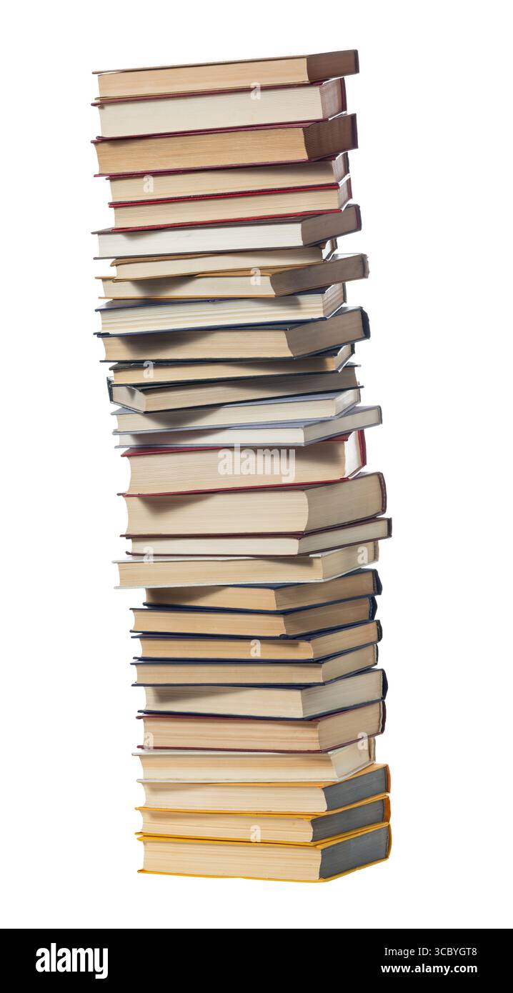 High books stack isolated on a white background Stock Photo
