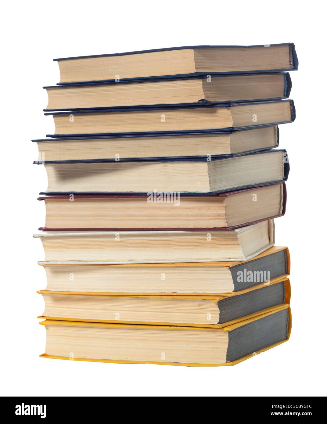 High books stack isolated on a white background Stock Photo