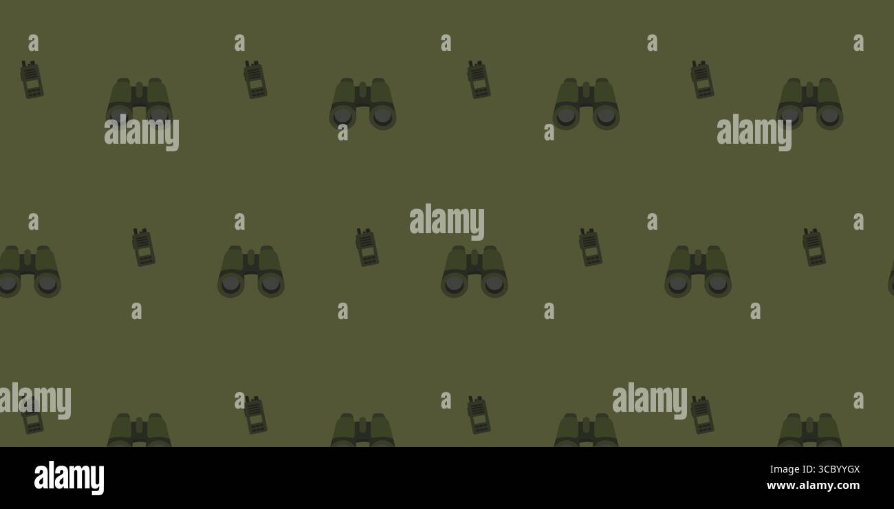 Pattern of binoculars on a green background Stock Vector