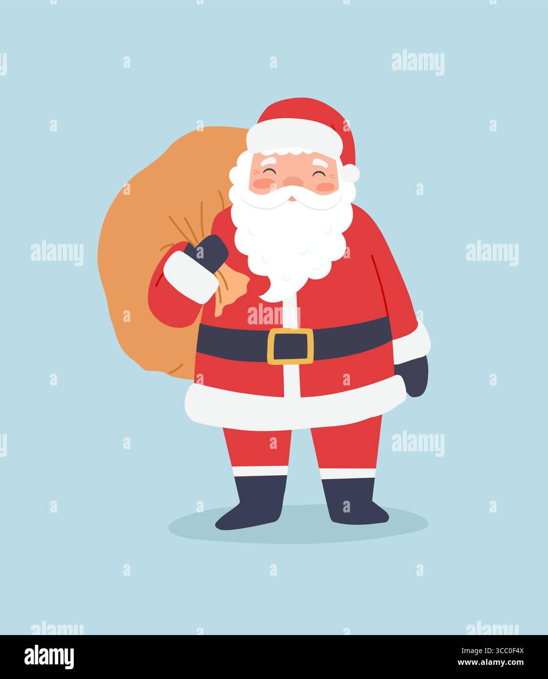 Cute Santa Claus character with bag with presents. Merry Christmas and ...