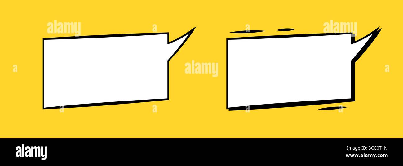 Retro comic book style speech bubbles on a yellow background Stock ...