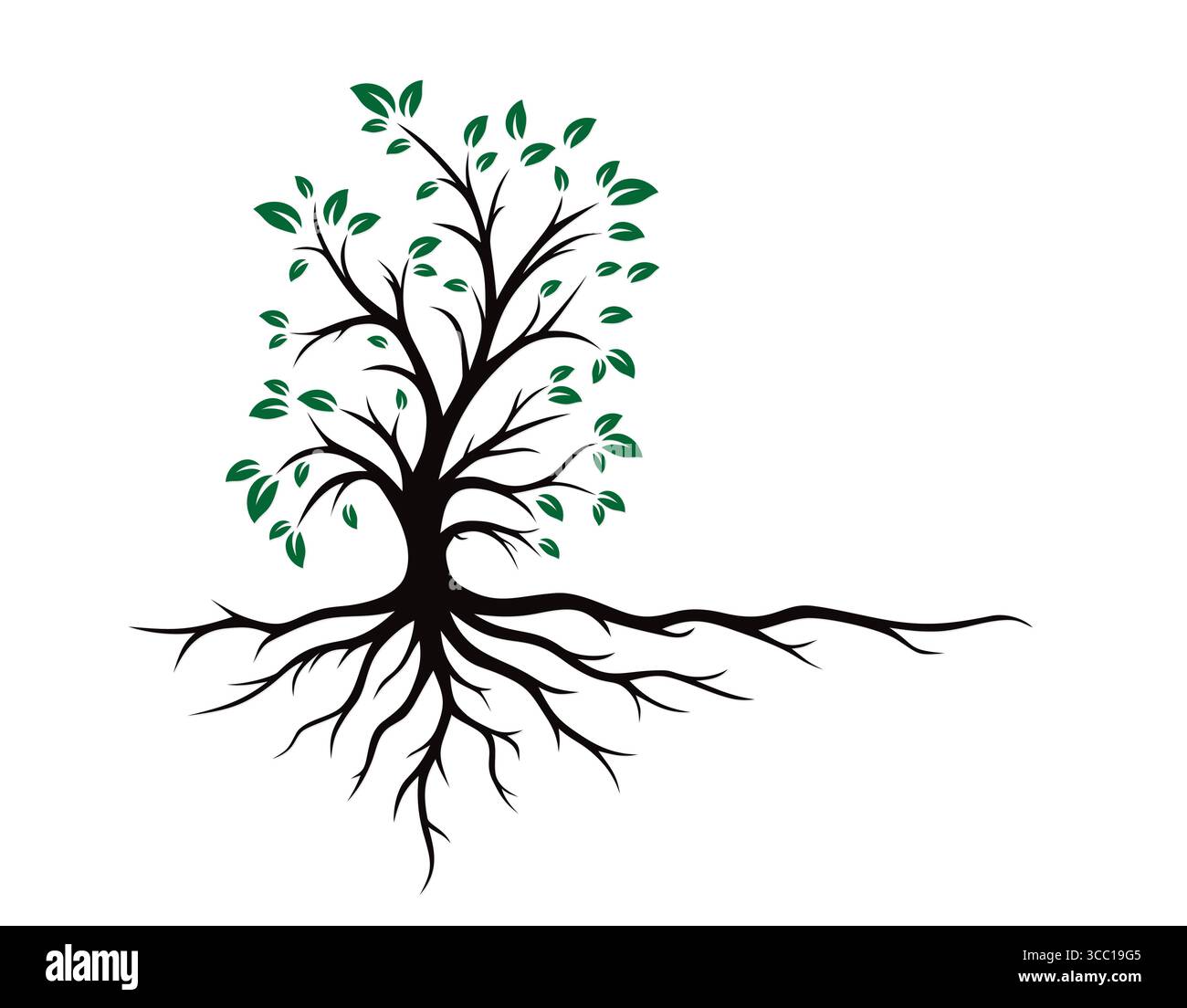 Abstract Root Symbol Vector illustration of a tree with roots and branches Stock Vector ...