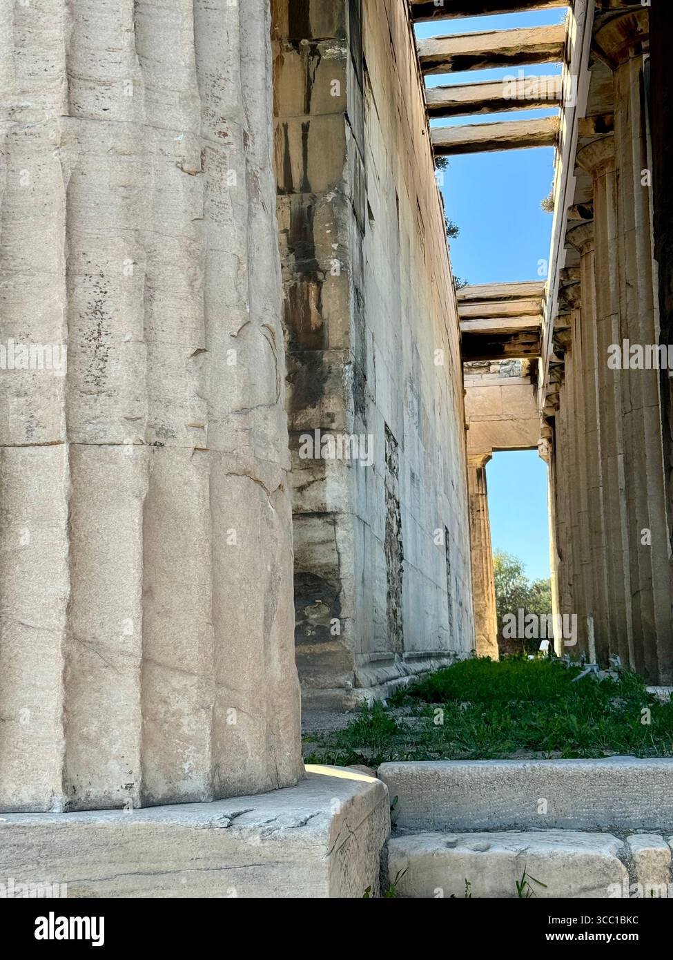 Viewpoint perspective of the Temple of Hephaistos in Athens, Greece. - Smartphone Captured Stock Image
