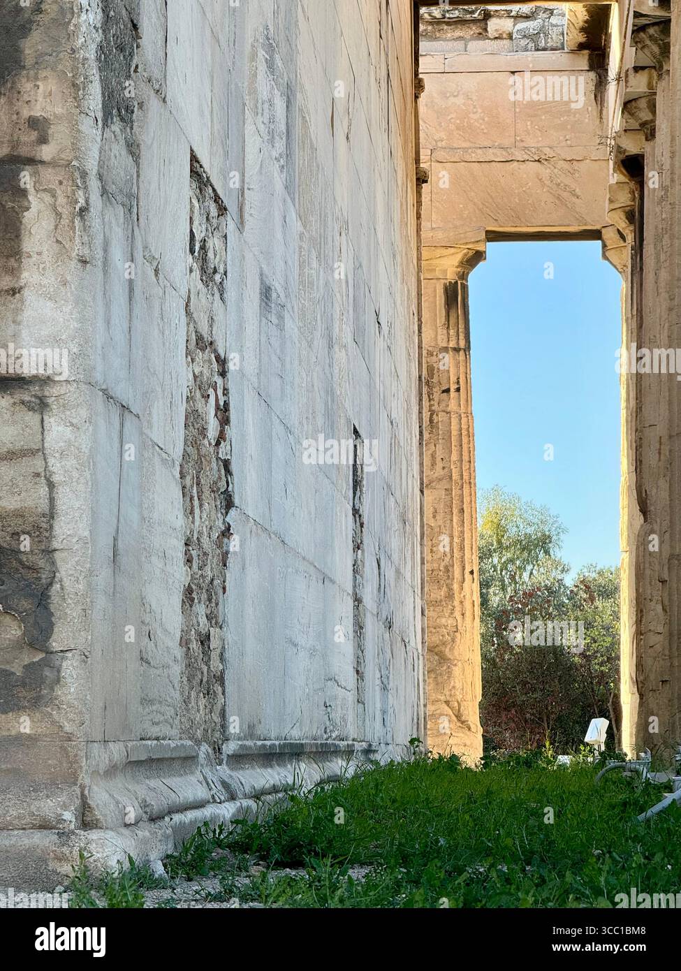 Viewpoint perspective of the Temple of Hephaistos in Athens, Greece. - Smartphone Captured Stock Image