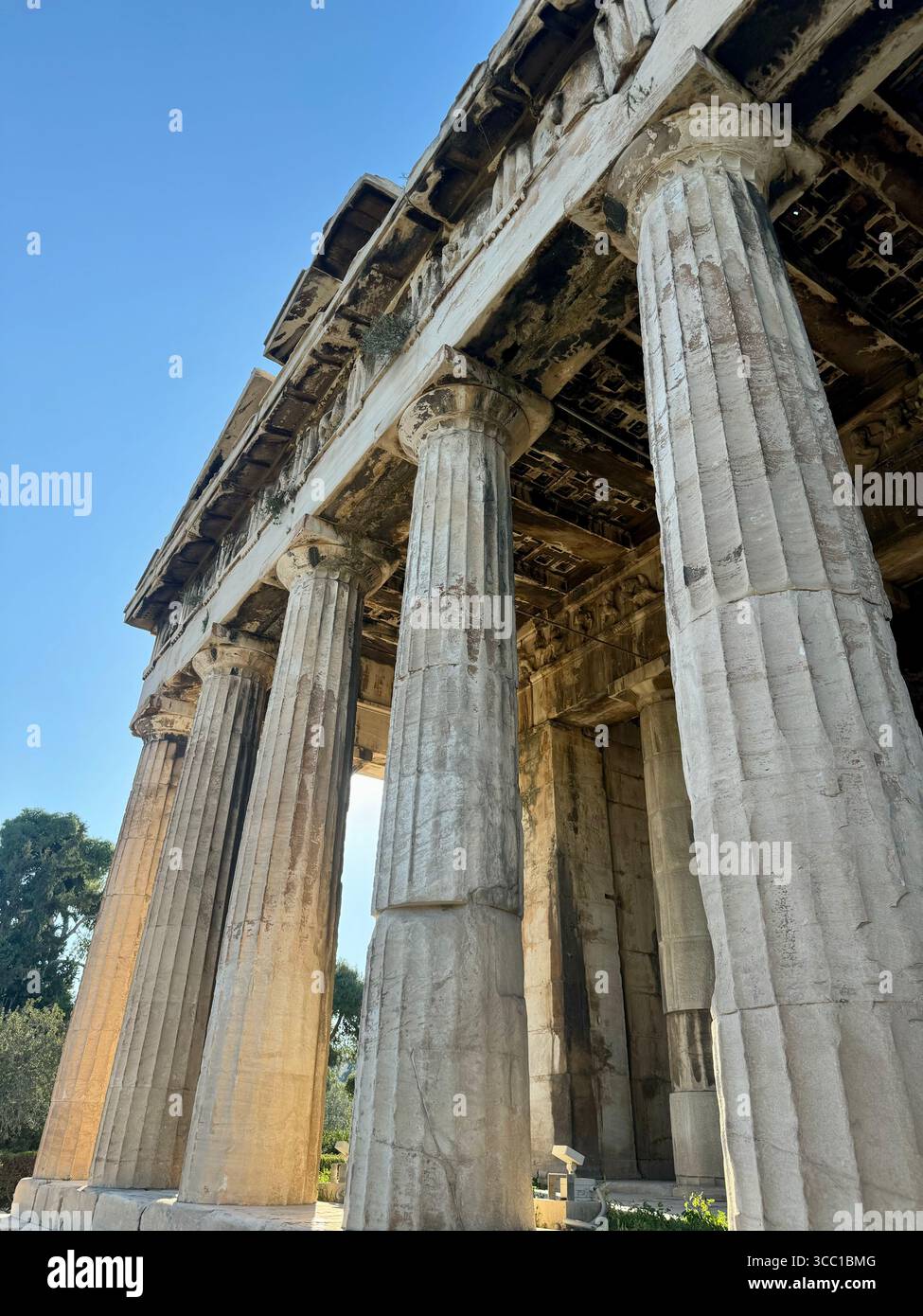 Viewpoint perspective of the Temple of Hephaistos in Athens, Greece. - Smartphone Captured Stock Image