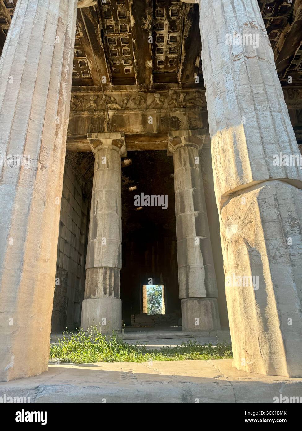 Viewpoint perspective of the Temple of Hephaistos in Athens, Greece. - Smartphone Captured Stock Image