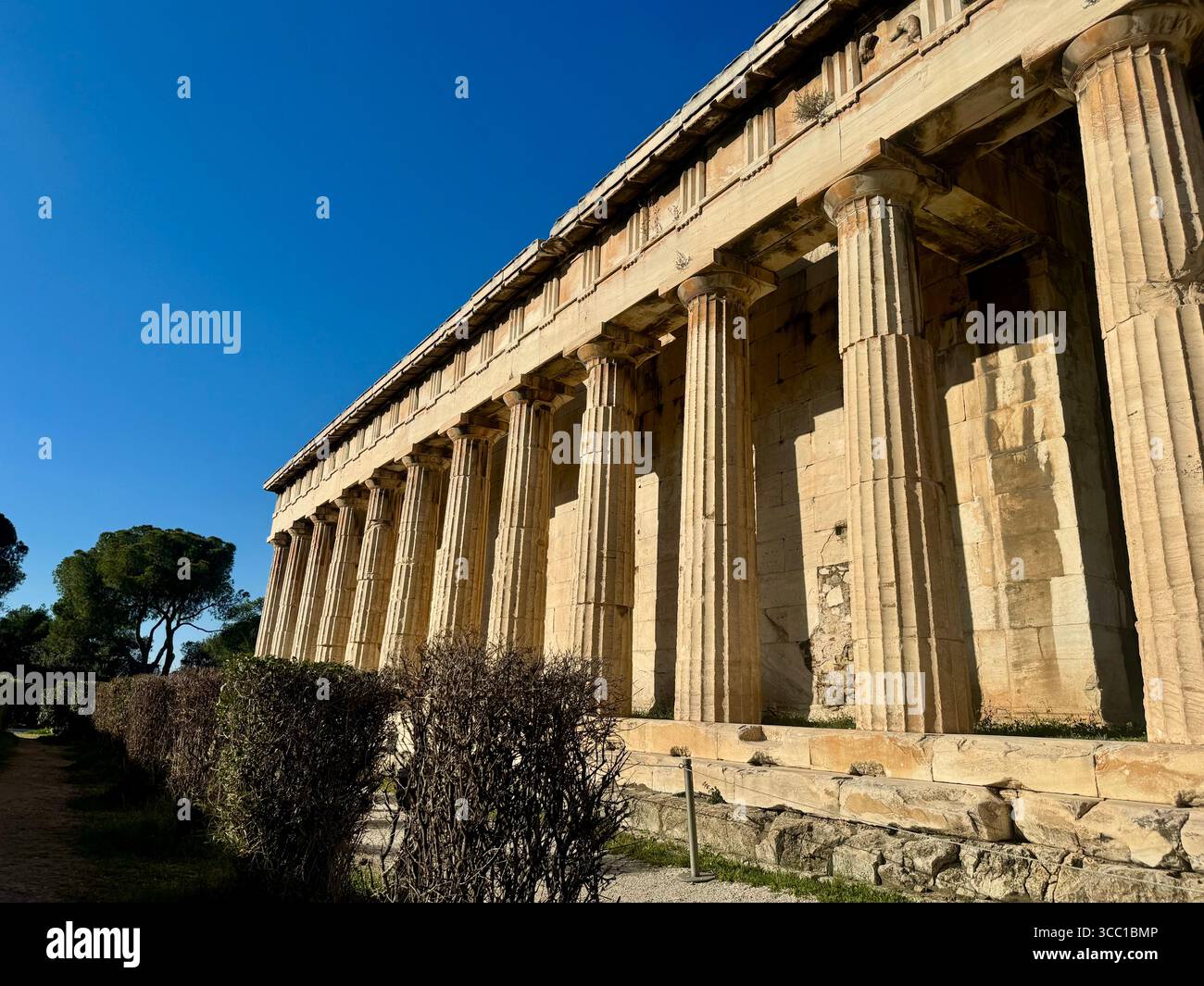 Viewpoint perspective of the Temple of Hephaistos in Athens, Greece. - Smartphone Captured Stock Image