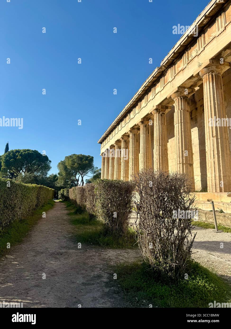 Viewpoint perspective of the Temple of Hephaistos in Athens, Greece. - Smartphone Captured Stock Image