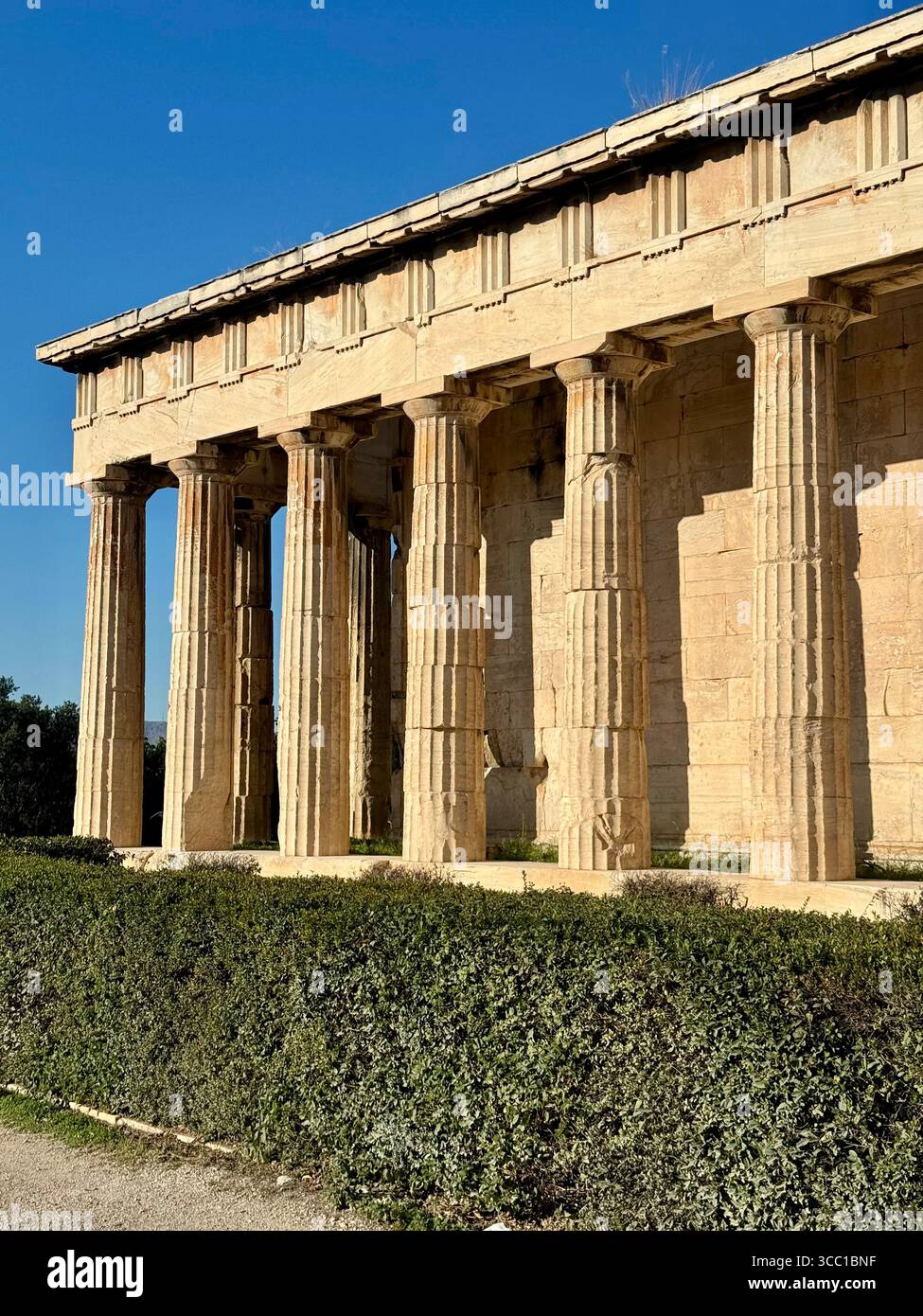 Viewpoint perspective of the Temple of Hephaistos in Athens, Greece. - Smartphone Captured Stock Image