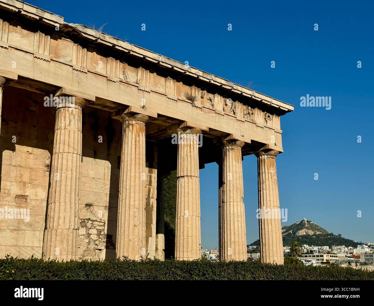 Viewpoint perspective of the Temple of Hephaistos in Athens, Greece. - Smartphone Captured Stock Image