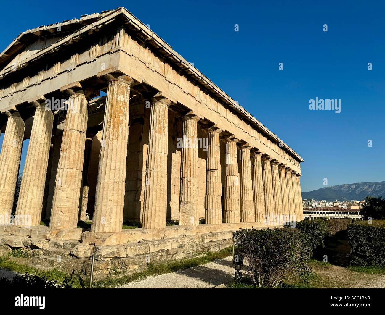 Viewpoint perspective of the Temple of Hephaistos in Athens, Greece. - Smartphone Captured Stock Image