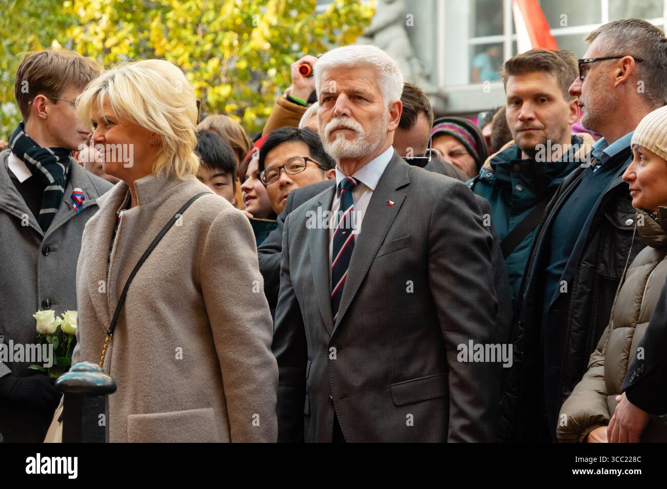 Czech President Petr Pavel and his wife Eva at the November 17th 1989 ...