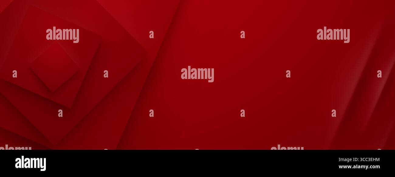 Red abstract background with layered squares and subtle shadows, creating depth. Stock Vector
