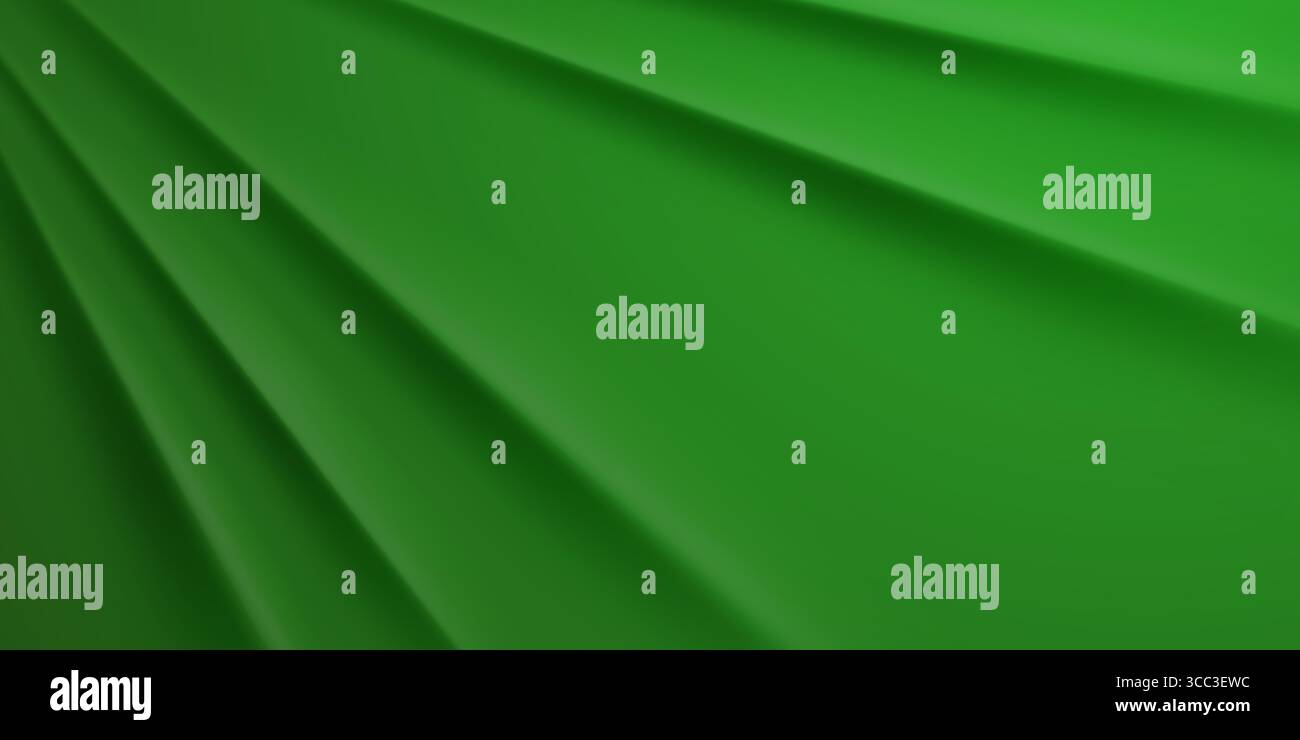 Green abstract background with folded fabric texture and diagonal lines. Stock Vector