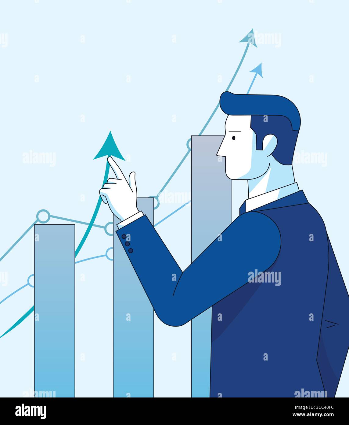 Businessman analyzing bar chart on Stock Vector Images - Alamy