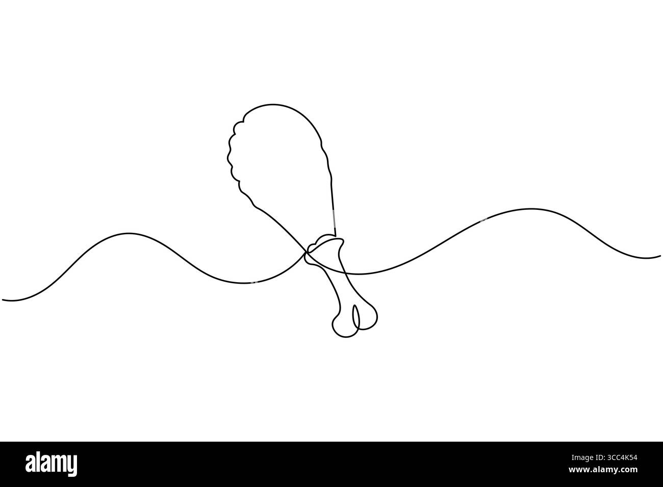 Minimalist one line drawing of fried chicken outline art design on white background for food concept Stock Vector