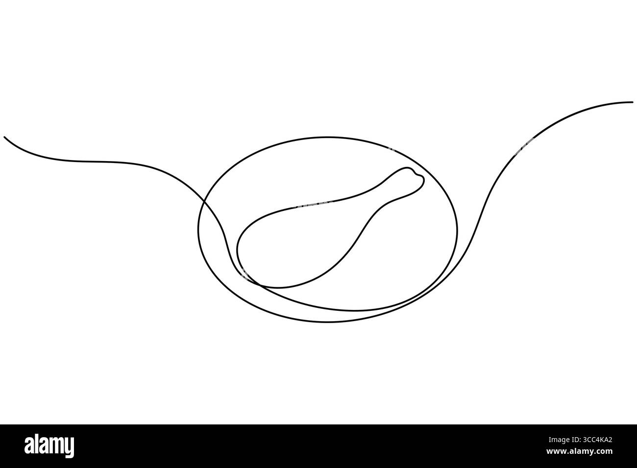 Minimalist one line drawing of fried chicken outline art design on white background for food concept Stock Vector