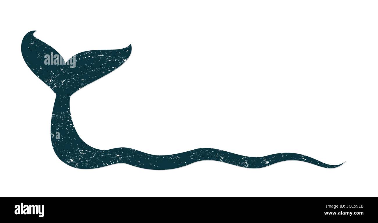 The whale tail symbol with blue wave. Stock Vector