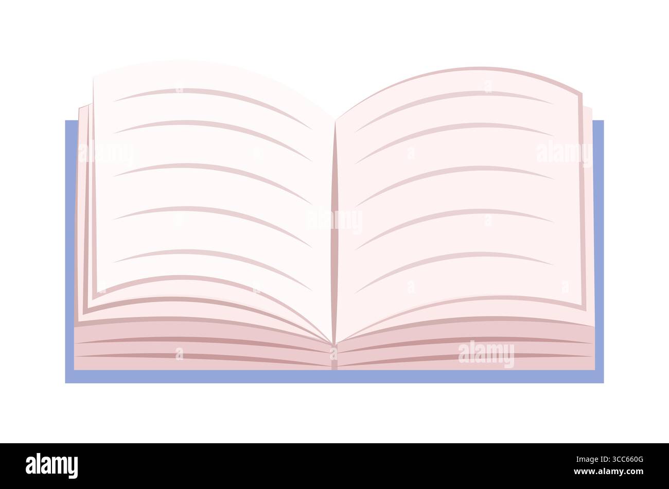 An open blue book and pages on a white background. World Book Day. Education concept. Vector Not AI generated Stock Photo