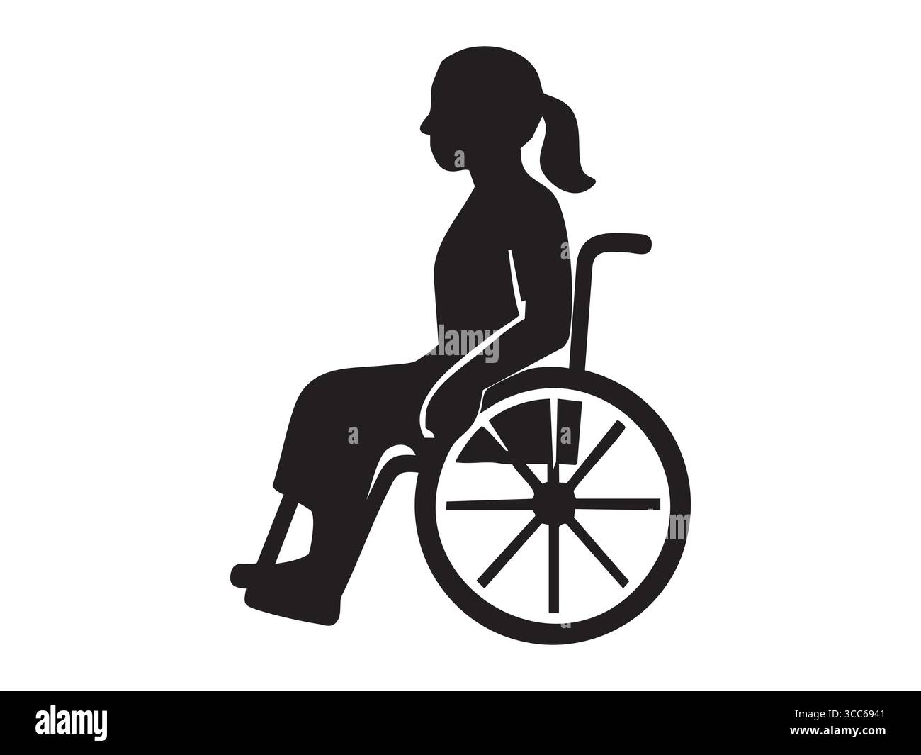 Disability Isolated Black silhouette of person using wheelchair, isolated on white ...