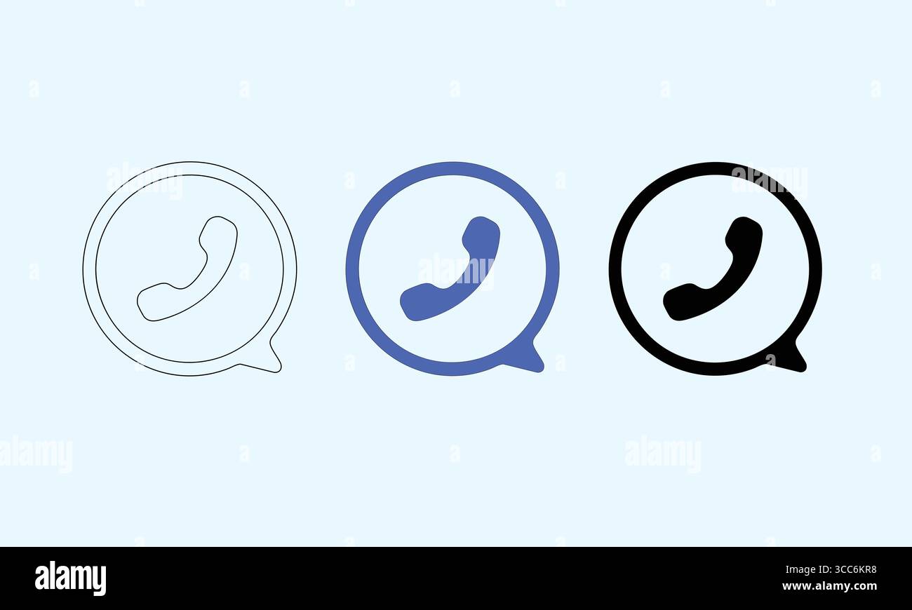 Set of Communication Phone Icons in Various Styles and Outlines Stock Vector
