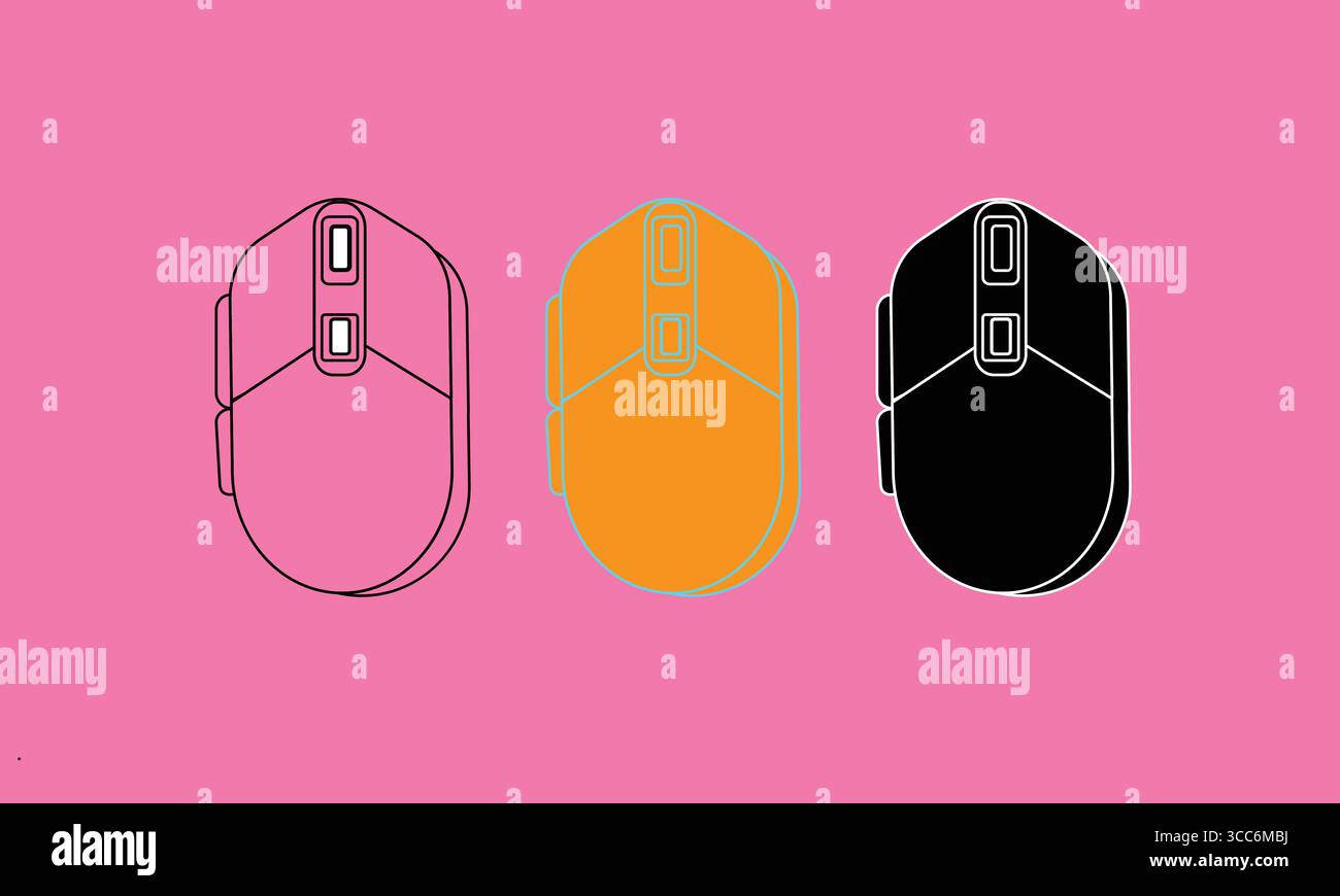 Vector Pop Art Style Computer Mice Illustrations Stock Vector