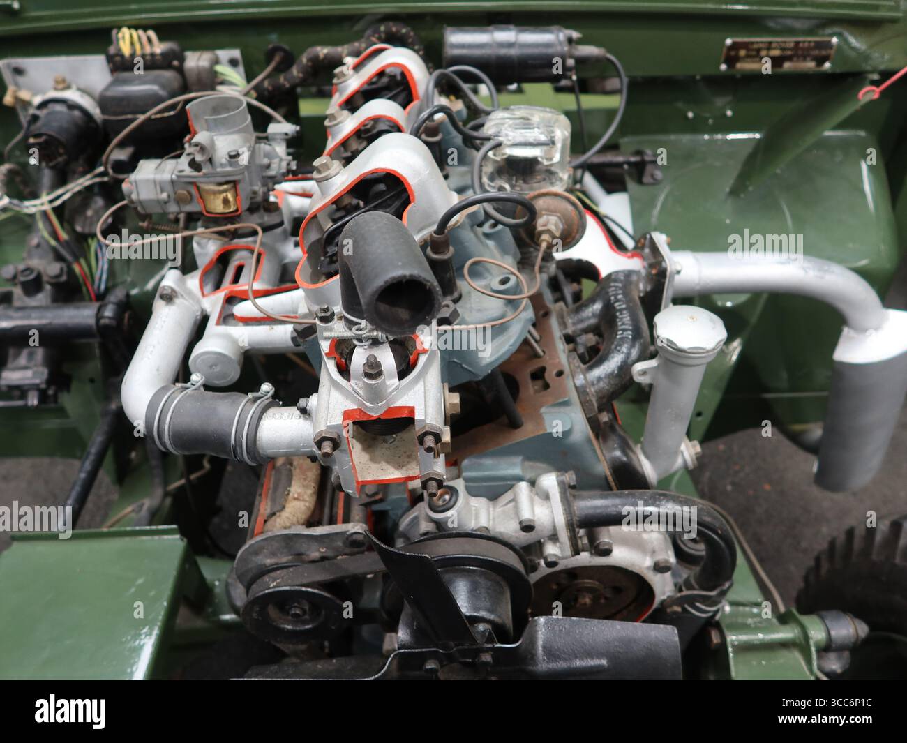 Close-up of the 1595cc engine in the 1950 Land Rover Series One, on ...