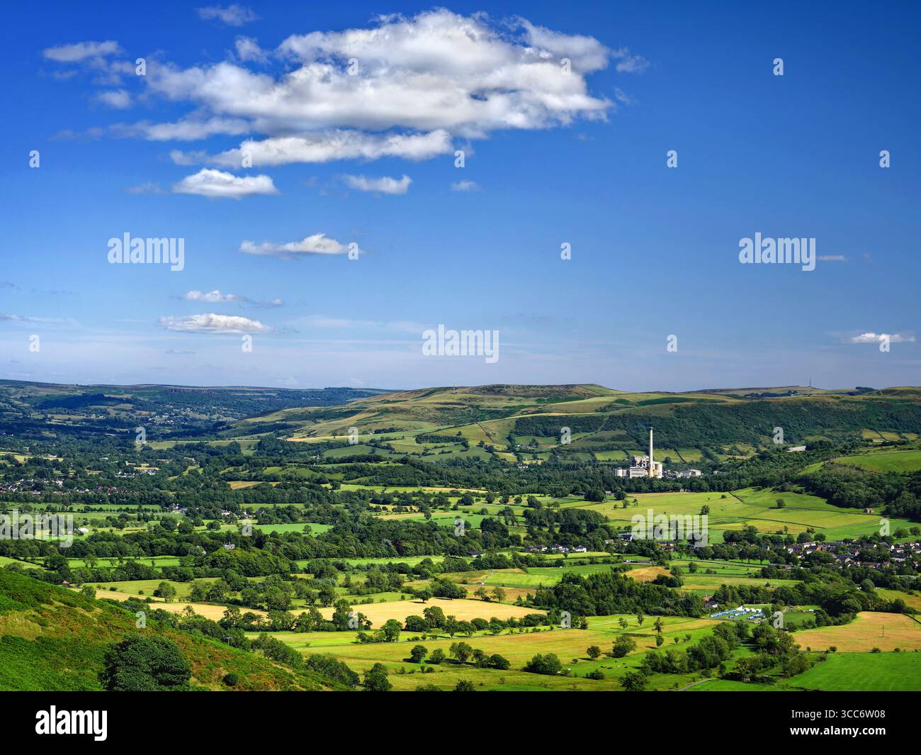 Across Ridge UK, Derbyshire, Peak District, View from Great Ridge across Hope Valley ...