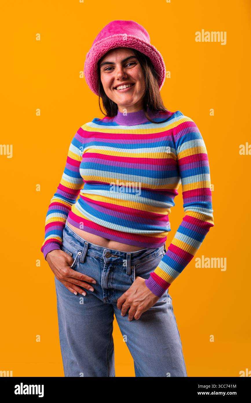 Lively young woman showcases hi-res stock photography and images - Alamy