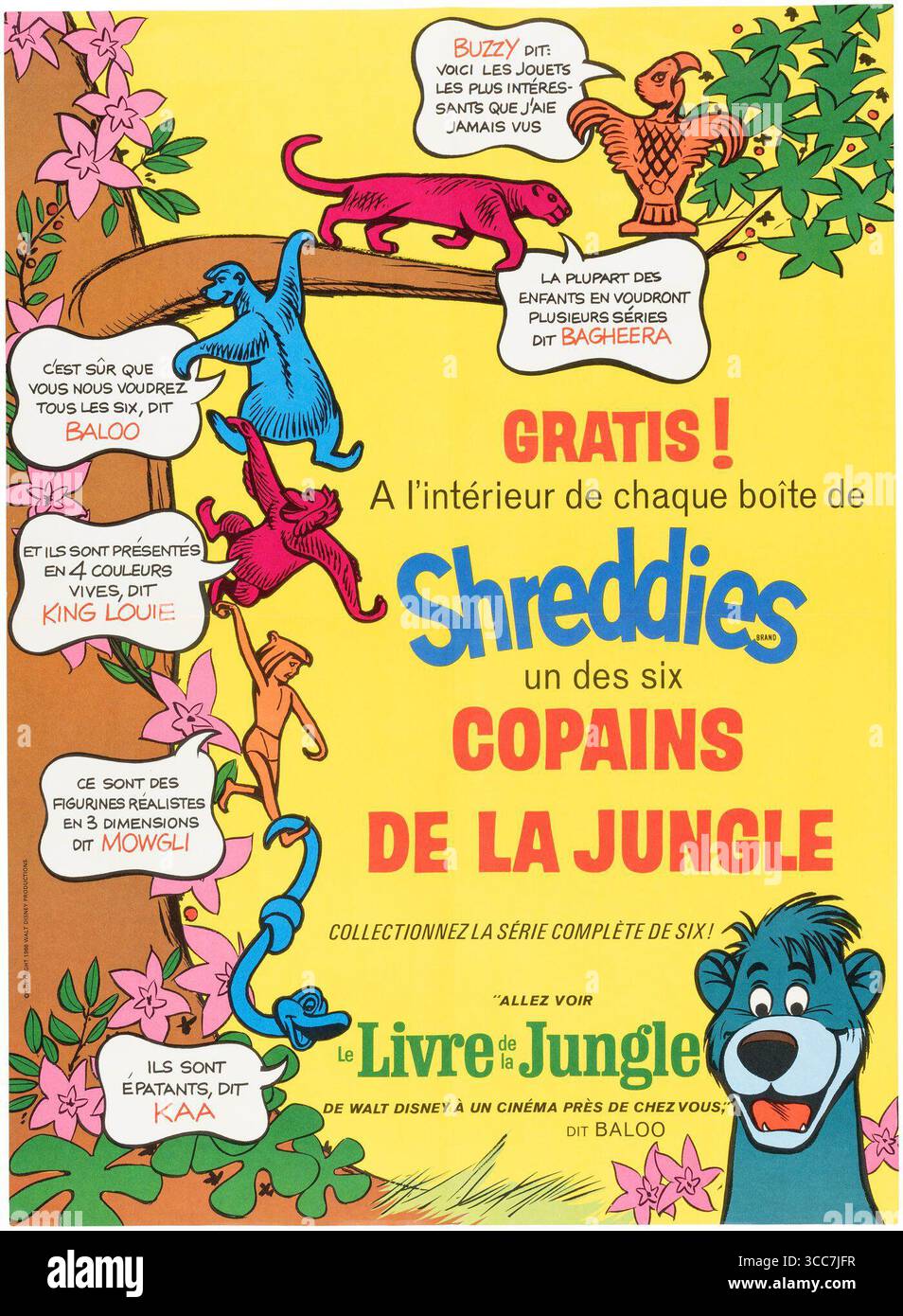 1967 Jungle Book sign in French from Nabisco Canada's Shreddies cereal Stock Photo