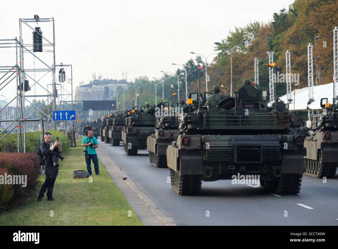 K2 tanks are seen in the early morning in Warsaw, Poland on 10 August ...