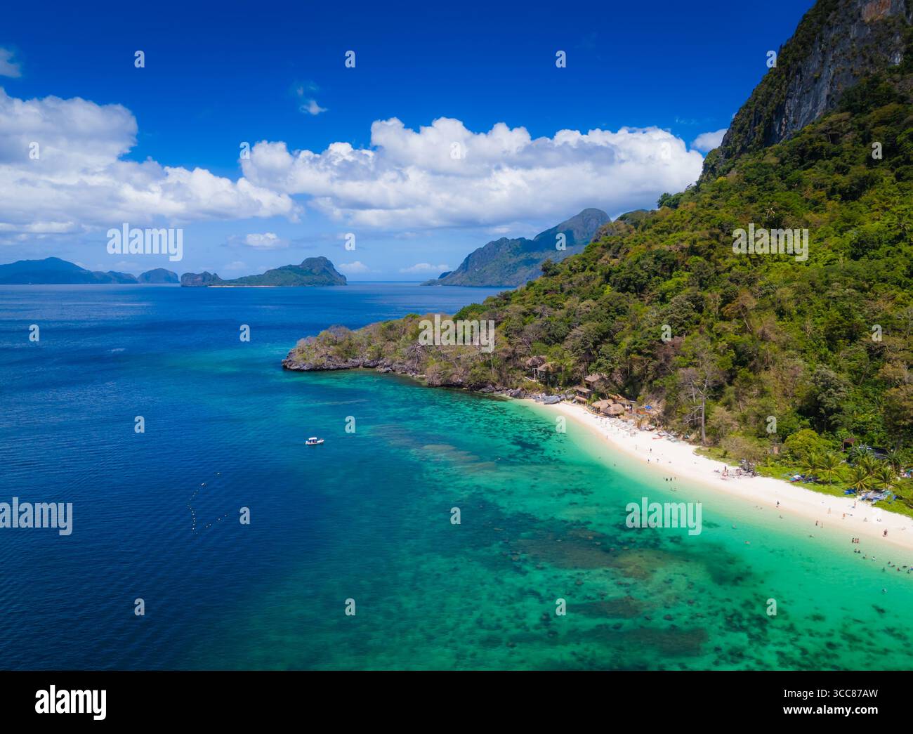 Seven commandos beach in El Nido, Palawan, Philippines islands. Aerial ...