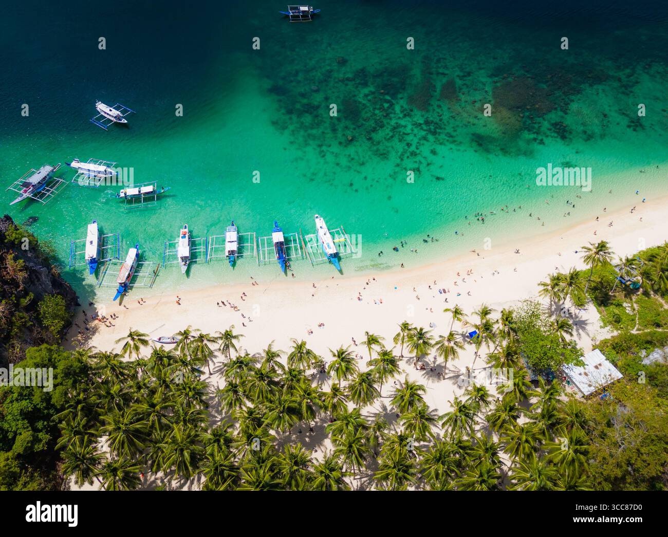 Seven commandos beach in El Nido, Palawan, Philippines islands. Aerial ...