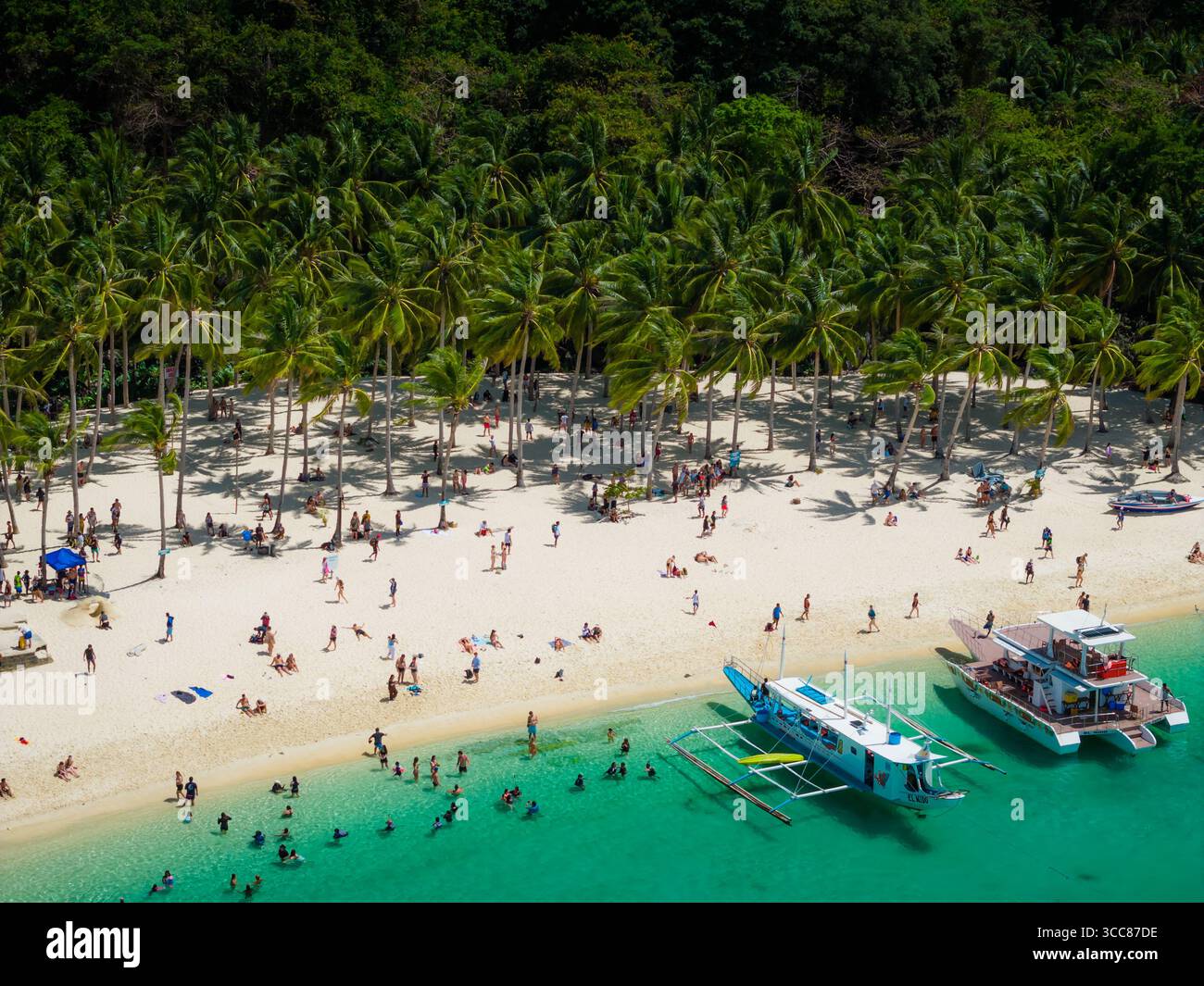 Seven commandos beach in El Nido, Palawan, Philippines islands. Aerial ...