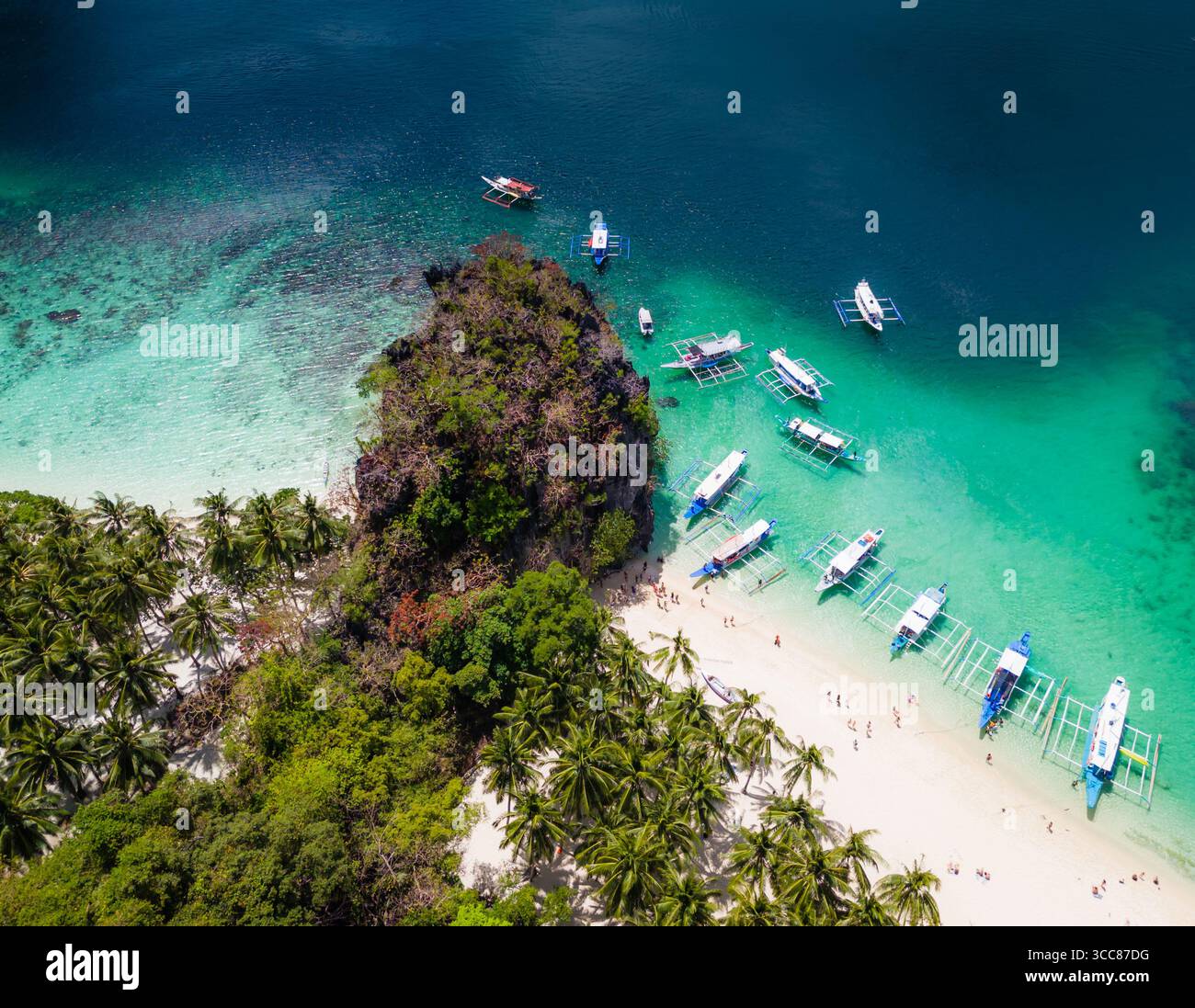 Seven commandos beach in El Nido, Palawan, Philippines islands. Aerial ...