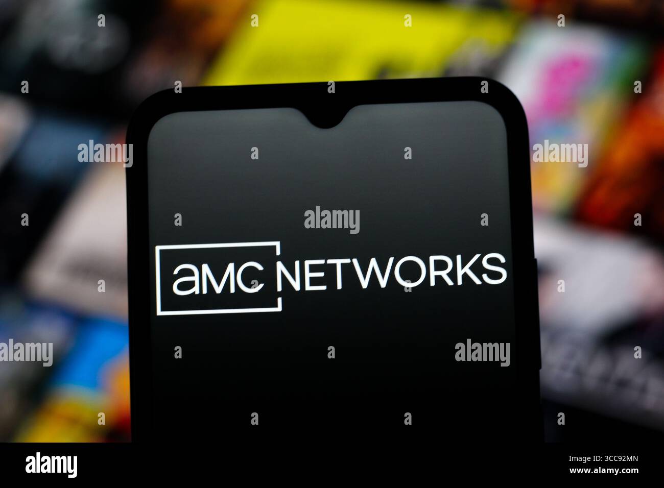 In this photo illustration, the AMC Networks logo is seen displayed on ...