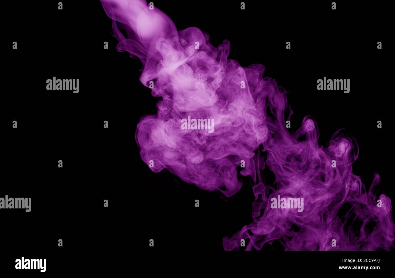 purple smoke on black background. Stock Photo
