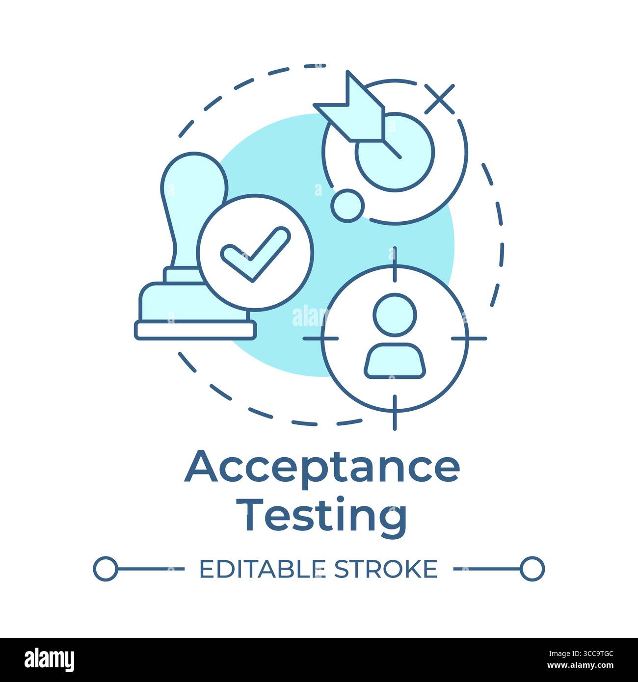 Acceptance testing soft blue concept icon Stock Vector