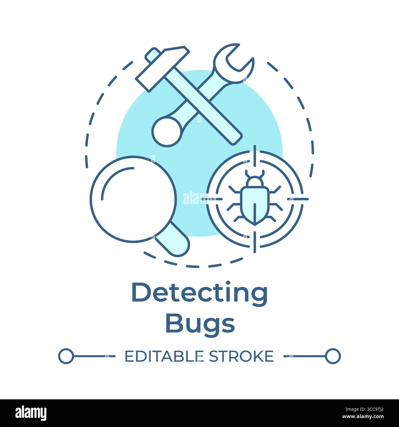 Detecting bugs soft blue concept icon Stock Vector